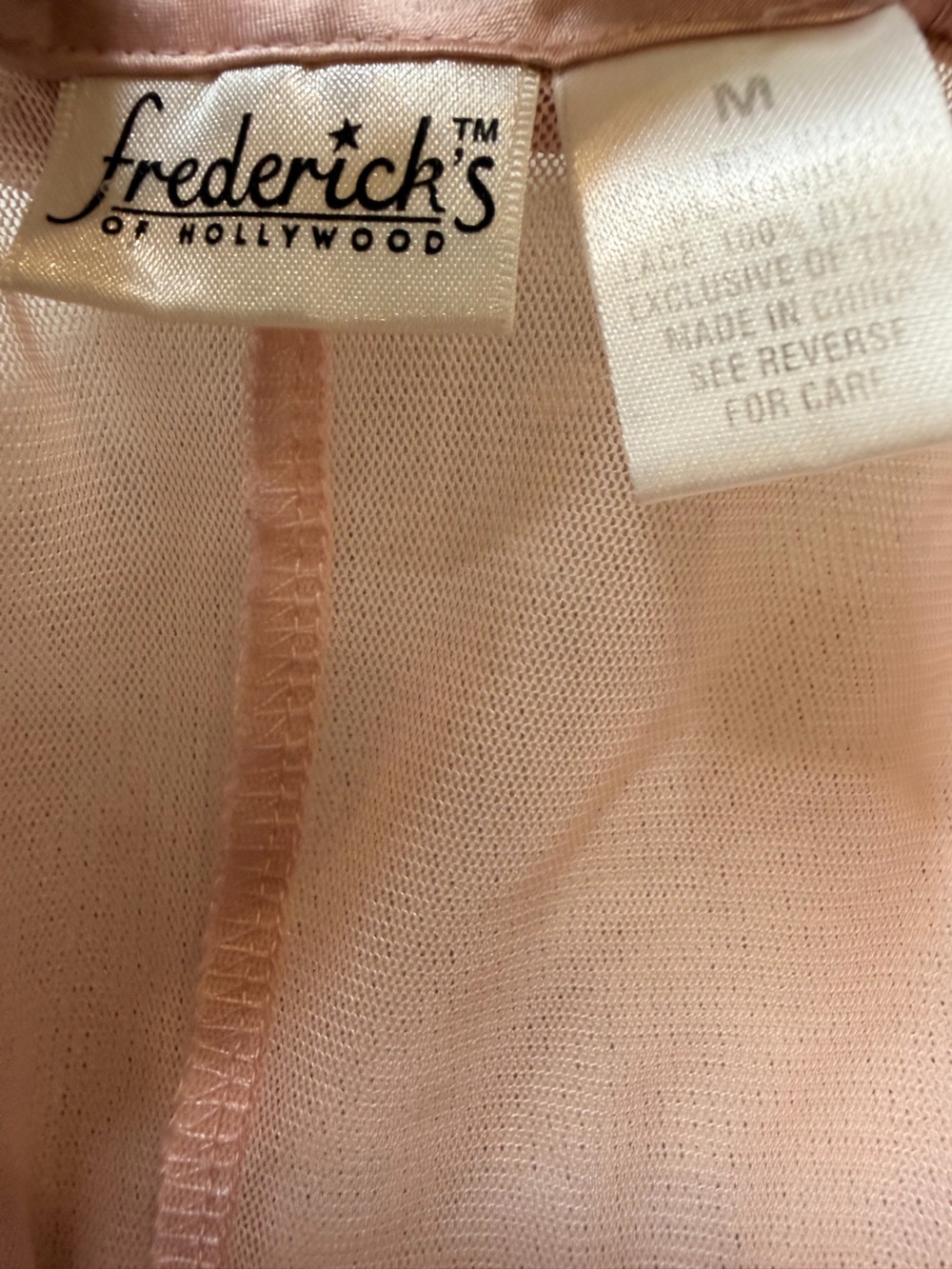 Frederick's of Hollywood Sheer Satin-Trim Wrap Robe in Light Pink - Picture 6 of 7